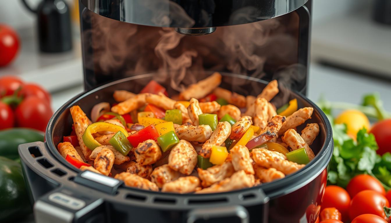 Air Fryer Fajitas Cooking