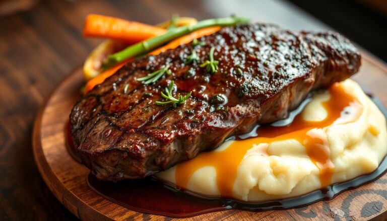 Delicious Steak on Mashed Potatoes