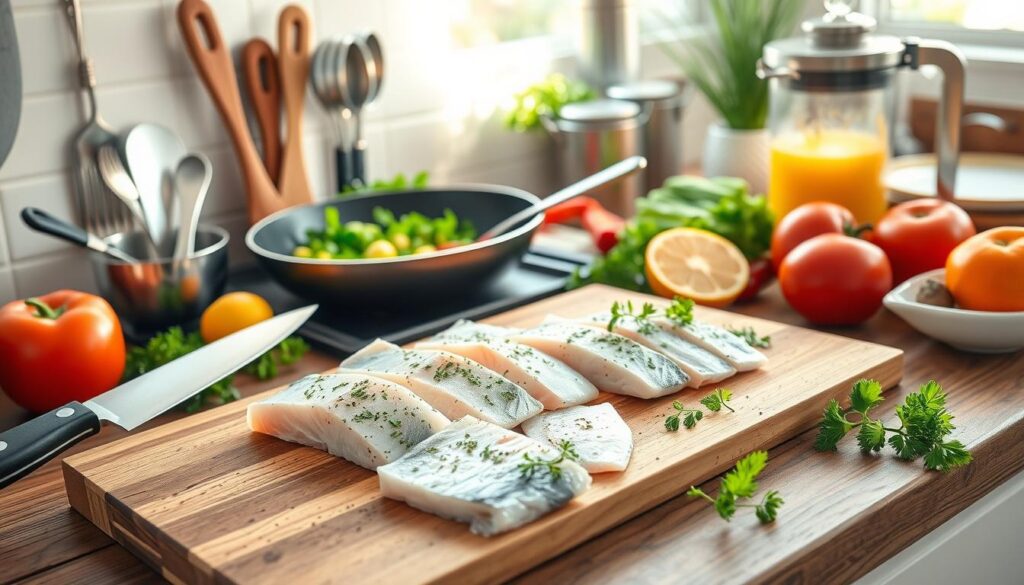 Kitchen tools for fish breakfast recipes