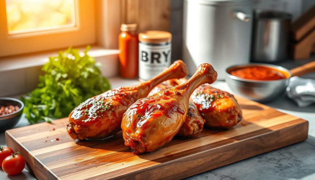 Preparing BBQ Chicken Drumsticks