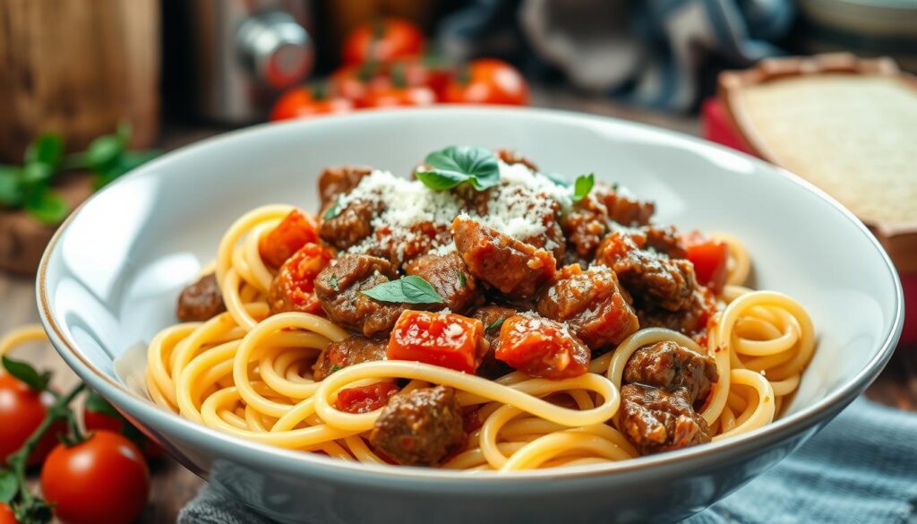 Delicious Slow Cooker Beef Pasta with Angel Hair